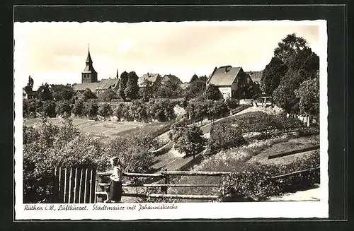 AK Rüthen i. W., Stadtmauer mit Johanniskirche