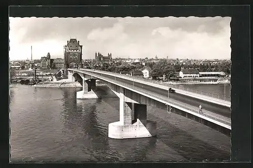 AK Worms, Nibelungenbrücke am Rhein