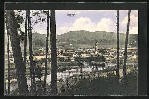 AK Pisek, Gesamtansicht vom Ort mit Umgebung