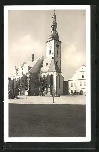 AK Tabor, Marktplatz mit Kirche