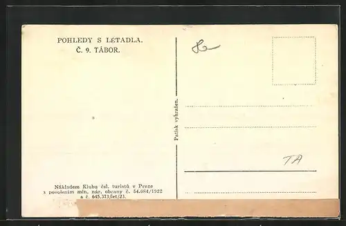 AK Tabor, Pohledy s Letadla, Ortsansicht aus der Vogelschau