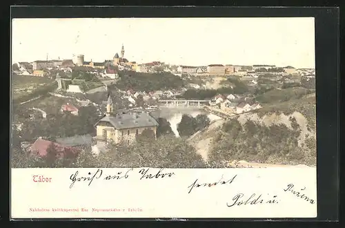 AK Tabor, Ortsansicht mit Kirche