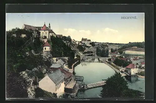 AK Bechyne, Ortsansicht mit Fluss