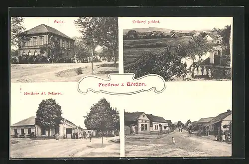 AK Brezany, Celkovy pohled, Hostinec Al. Sekavce, Skola