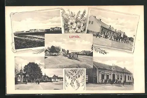 AK Lipnik, Gasthaus, Kapelle, Ortspartie