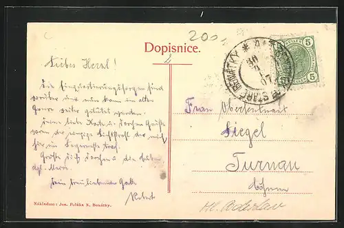 AK Benátky, Teilansicht vom Ort