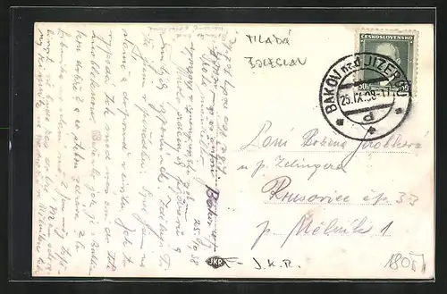 AK Bakov n. Jizerou, Burgruine, Marktplatz, Panorama