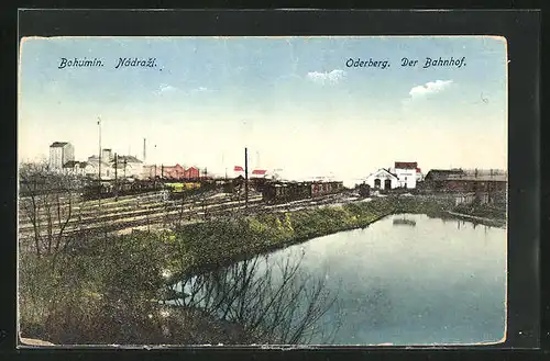 AK Bohumin, Teich an den Gleisen des Bahnhofs