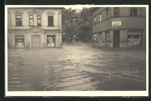 AK Nova Paka, Geschäfte unter Wasser, Hochwasser 1936