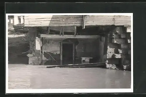 Foto-AK Nova Paka, Durch Hochwasser zerstörtes Haus 1936