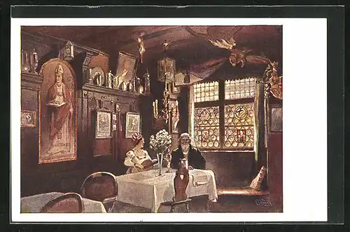 Künstler-AK Nürnberg, Gasthaus goldenes Posthorn