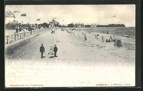 AK Travemünde, Strandpartie mit Spaziergängern
