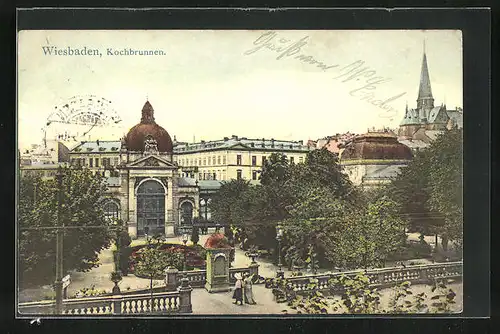 AK Wiesbaden, Kochbrunnen im Stadtpark
