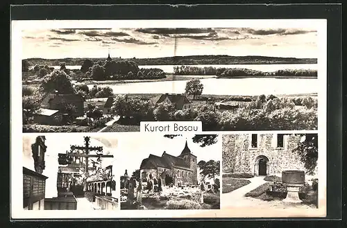 AK Bosau, Kirche mit Friedhof, Inneres der Kirche, Totalansicht