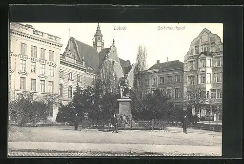 AK Lübeck, Geibeldenkmal im Park