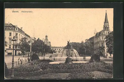 AK Bonn, Kaiserplatz mit Brunnen