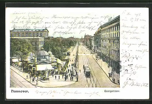 AK Hannover, Georgstrasse mit Strassenbahn