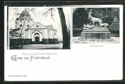 AK Friedrichsruh, Mausoleum des Fürsten Bismarck, Hirschgruppe