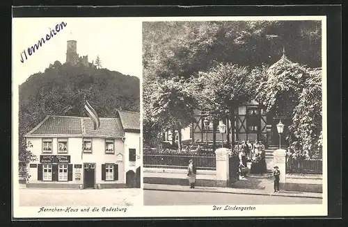 AK Godesberg, Gasthof der Geschwister Schumacher, Aennchen-Haus und die Godesburg, Der Lindengarten