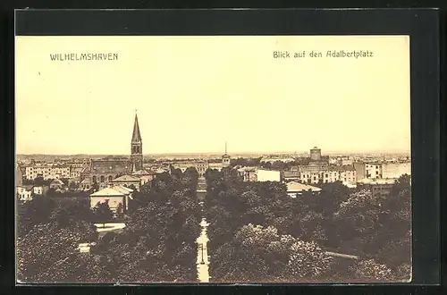 AK Wilhelmshaven, Blick auf den Adalbertplatz mit Kirche