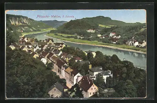 AK Wehlen-Pötzscha /S. Schweiz, Teilansicht mit Strassenpartie