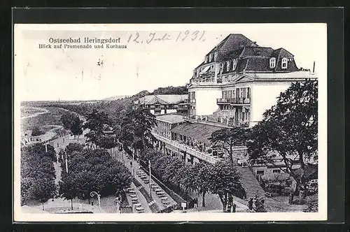AK Heringsdorf, Blick auf Promenade und Kurhaus