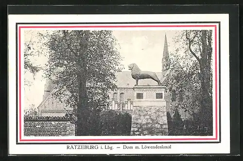 AK Ratzeburg i. Lbg., Dom mit Löwendenkmal