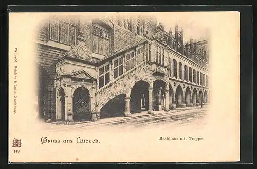 AK Lübeck, Rathaus mit Treppe