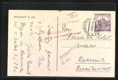 AK Rychnov n. Kn., Strassenpartie gegen Ortskern