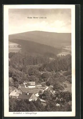 AK Giesshübel /Adlergebirge, Ortspartie mit Hohe Mense