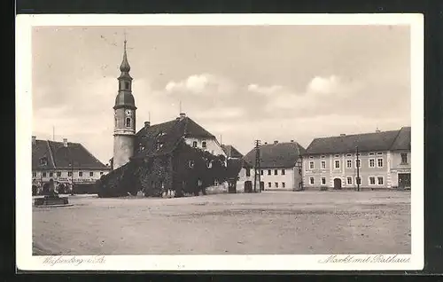 AK Weissenberg i. Sa., Markt mit Rathaus