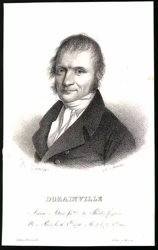 Lithographie Dozainville, Ancien Acteur du Theatre Feydeau, Künstler: H. Garnier, 13 x 21cm