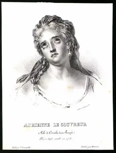 Lithographie Adrienne le Couvreur, 14.5 x 19cm
