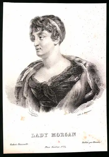 Lithographie Lady Morgan, 13 x 18.5cm