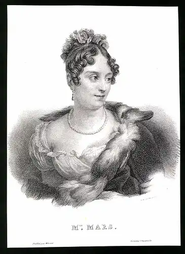 Lithographie Mademoiselle Mars, 15 x 21cm
