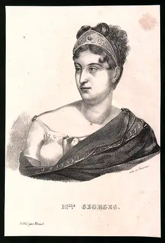 Lithographie Mademoiselle Georges, 12.5 x 18.5cm