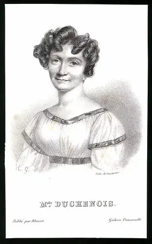 Lithographie Mademoiselle Duchenois, 11.5 x 18.5cm