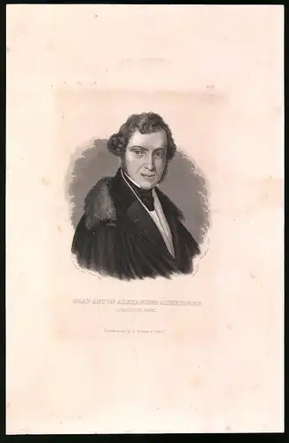 Lithographie Graf Anton Alexander Auersperg (Anastasius Grün), Künstler: T. Pelissier, 12 x 16cm