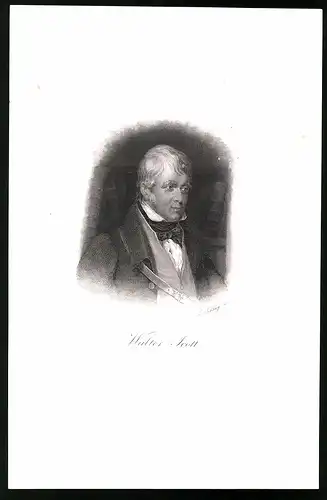 Lithographie Walter Scott, Sculp.: L. Sichling, 12 x 16cm