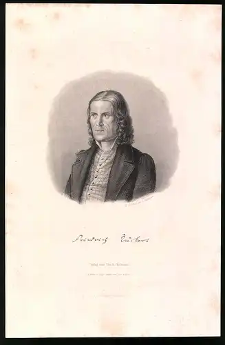 Lithographie Friedrich Rückert, Künstler: Engelhart, 16 x 21cm