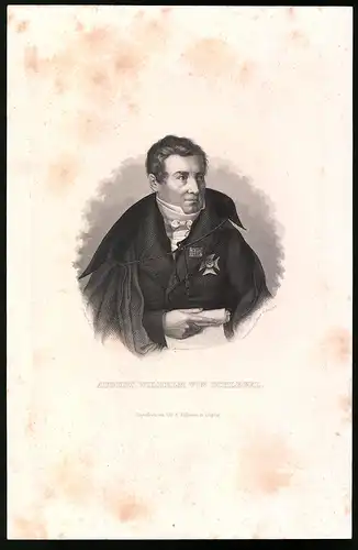 Lithographie August Wilhelm von Schlegel, Künstler: P. Busch, 15 x 23cm
