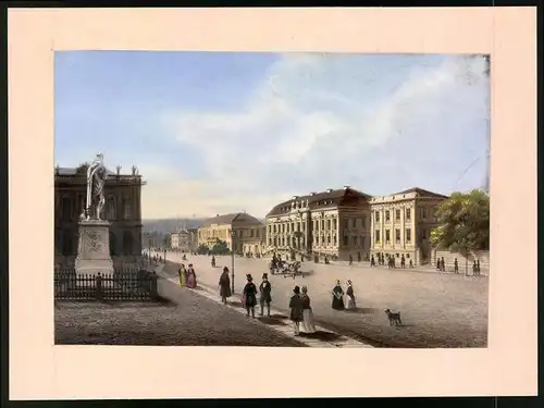 Lithographie Berlin, Das Königs-Palais, altkoloriert, nach Ludwig-Edward Lütke um 1840, 17 x 23.5cm