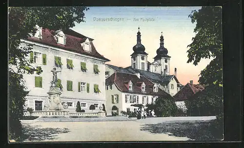 AK Donaueschingen, Brunnen am Postplatz