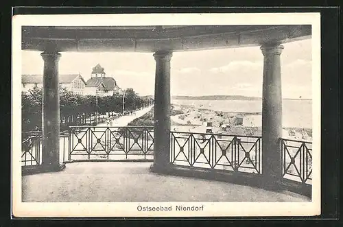 AK Niendorf, Strand vom Aussichtspavillon gesehen