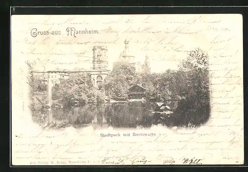 AK Mannheim, Stadtpark mit Sternwarte