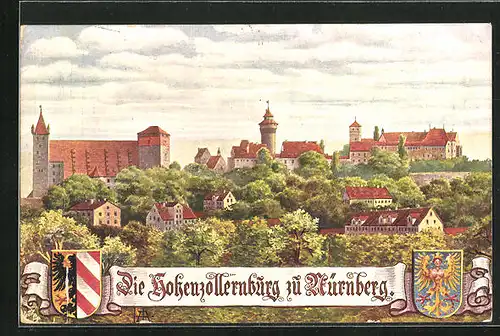 Künstler-AK Nürnberg, Hohenzollernburg im Stadtkern