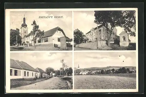 AK Smilovy Hory, Hostinec a Kostel, Skola, Panorama