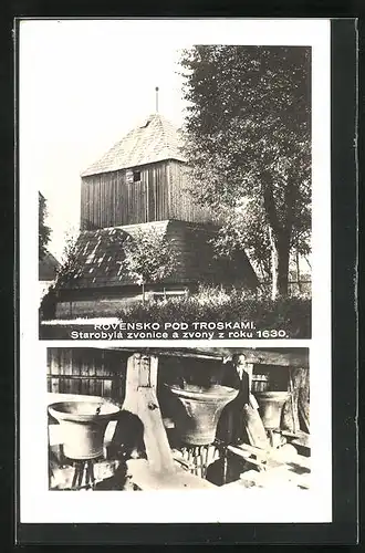 AK Rovensko pod Troskami, Kirche, Im Glockenstuhl
