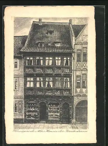 Künstler-AK Wernigerode, Altes Haus in der Breitestrasse