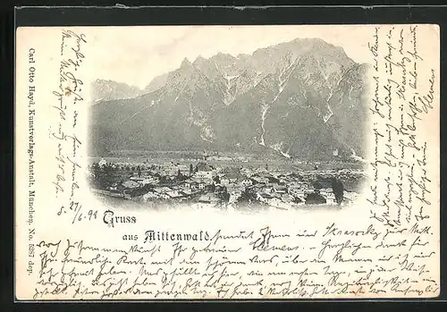 AK Mittenwald, Ort am Fusse eines Berges